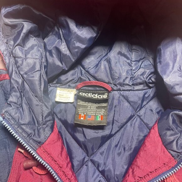 Vintage 90s Adidas Acropolis Hooded Puffer Jacket Coat XL 3 Stripe 90s Skater - Picture 4 of 8